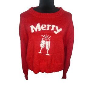 UGLY CHRISTMAS SWEATER FOR PARTY “MERRY” FESTIVE HOLIDAY SWEATER SIZE XL